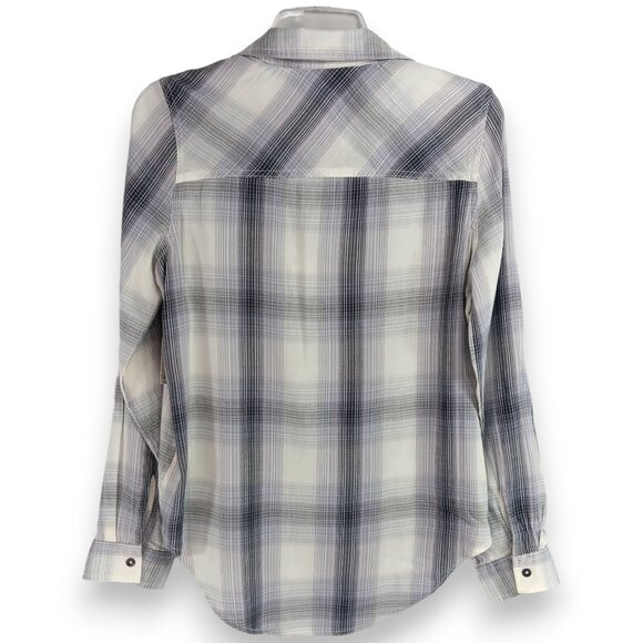 MUDD-Women's-Plaid-Gray-Black-Pink-SMALL-pullover-V Neck-Long Sleeve-Pockets - Picture 2 of 16